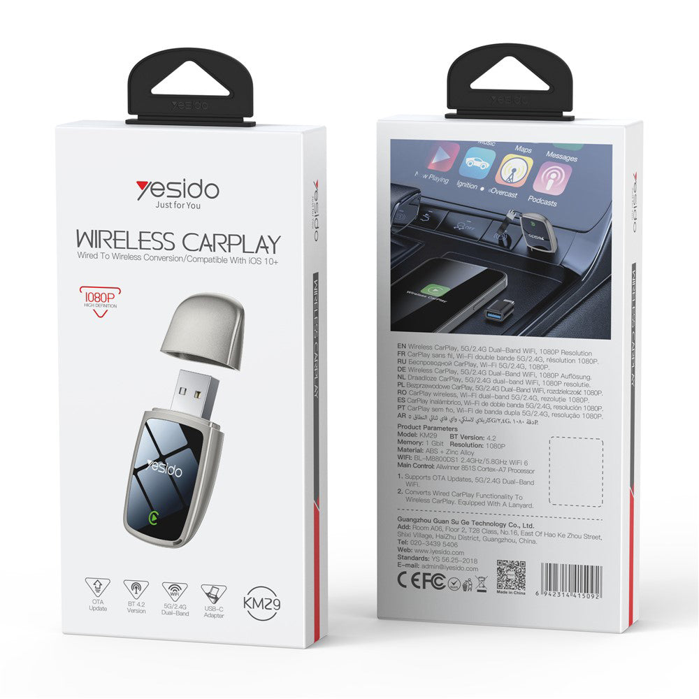 Ασύρματος προσαρμογέας Carplay Yesido KM29 για τη σειρά Apple iPhone