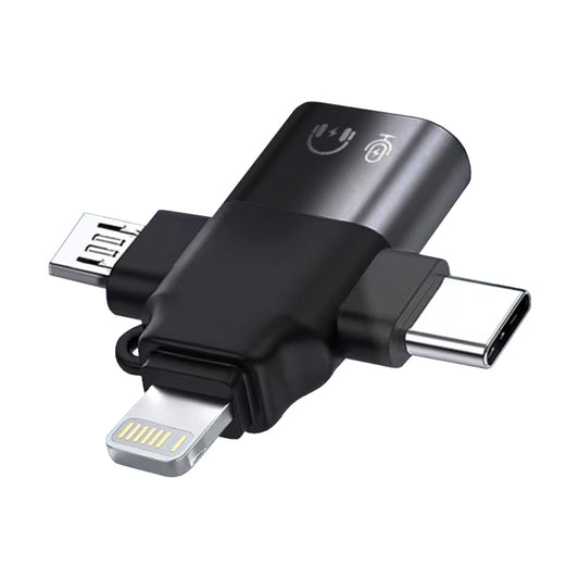 Προσαρμογέας OTG Lightning / microUSB / USB-C - USB-A Techsuit A17 SoundVoltX, Μαύρο