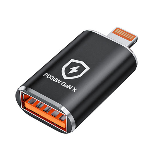 Adaptor OTG Lightning - USB-A Techsuit A6 HyperPort, Μαύρο Πορτοκαλί