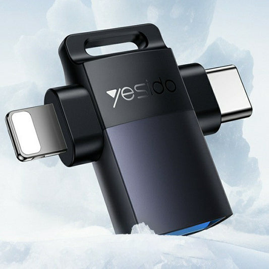 Adaptor OTG Lightning / USB-C - USB-A Yesido GS35, Γκρι