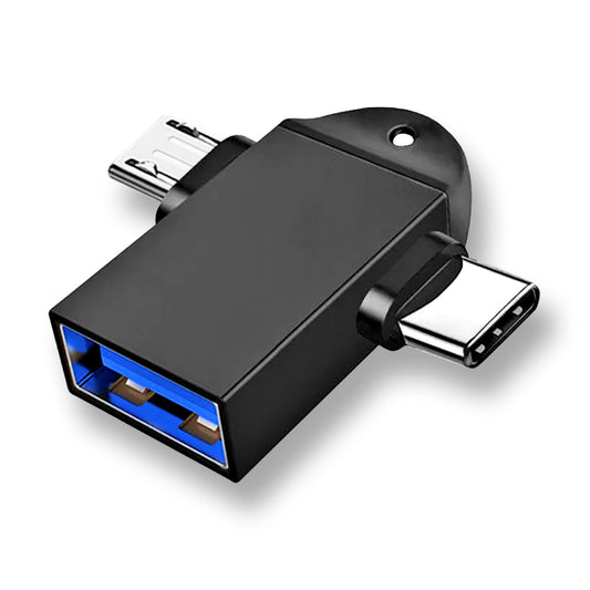 Προσαρμογέας OTG microUSB / USB-C - USB-A Techsuit A16 TwoVoltX, Μαύρο