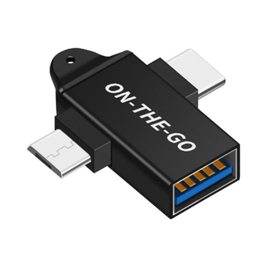 Προσαρμογέας OTG microUSB / USB-C - USB-A Techsuit A15 AluCoreX, Μαύρο
