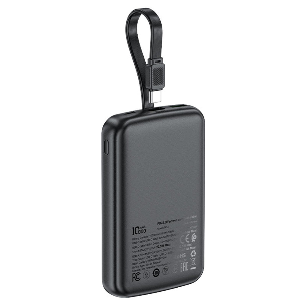 Εξωτερική Μπαταρία Acefast M13, 10000mAh, 22.5W, QC + PD, 1 x USB-A - 2 x USB-C, Μαύρη