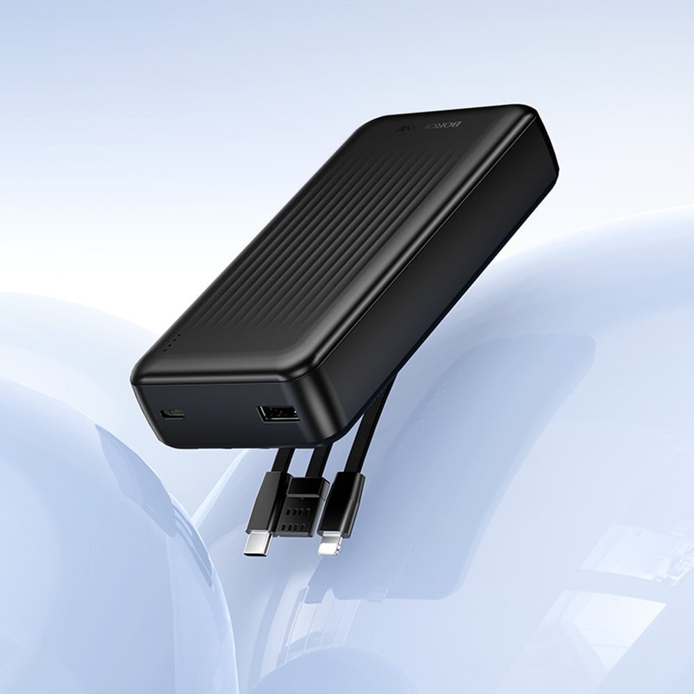 Borofone BJ79 Clever External Battery, 20000mAh, 10W, 1 x Lightning - 1 x USB-A - 1 x USB-C, Black