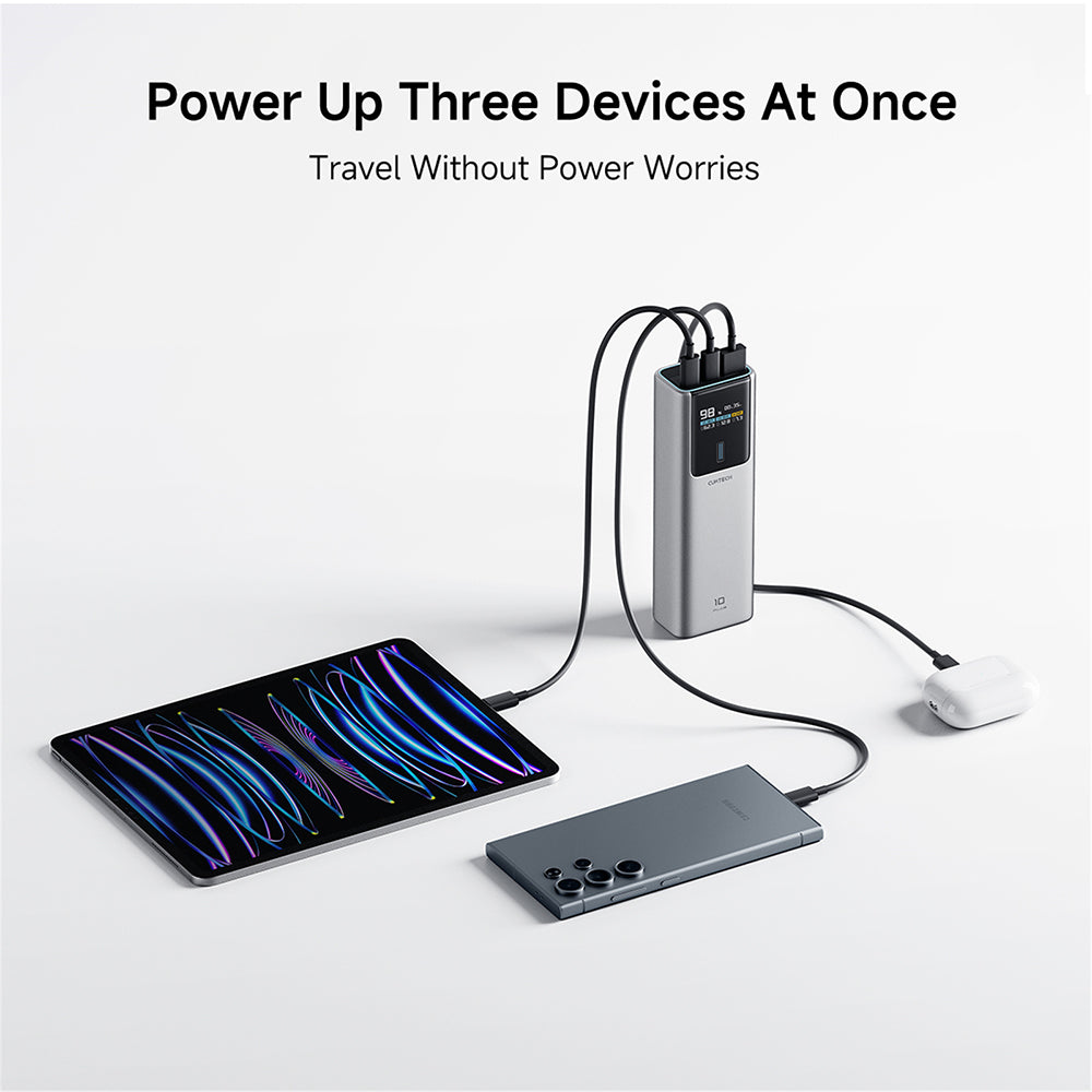 Εξωτερική Μπαταρία Cuktech PB150P, 15000mAh, 120W, QC + PD, 1 x USB-A - 2 x USB-C, Γκρι CKPB150POSGR