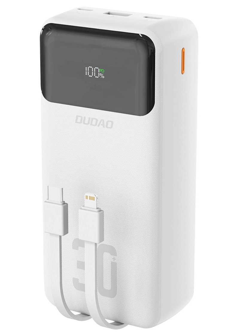 Εξωτερική Μπαταρία Dudao K15MAX, 30000mAh, 22.5W, QC + PD, 1 x USB-A - 2 x Lightning - 2 x USB-C, Λευκό