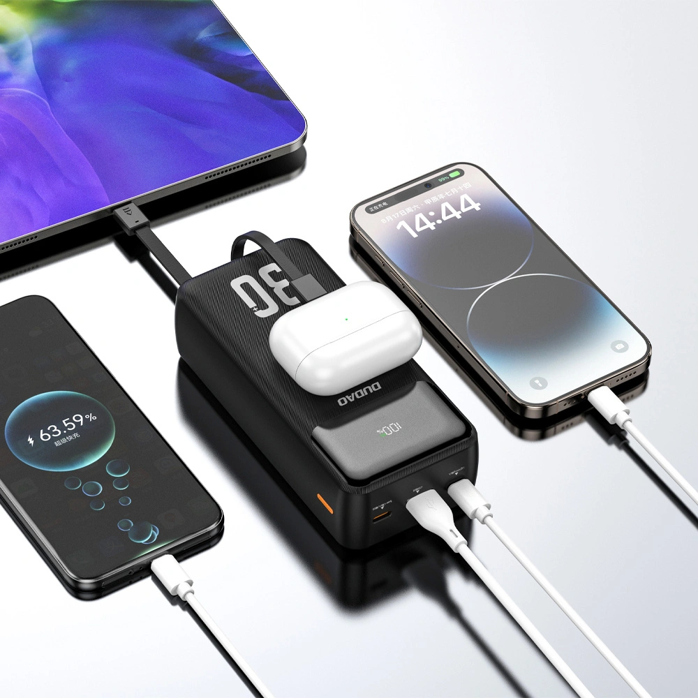 Εξωτερική Μπαταρία Dudao K15MAX, 30000mAh, 22.5W, QC + PD, 1 x USB-A - 2 x Lightning - 2 x USB-C, Λευκό