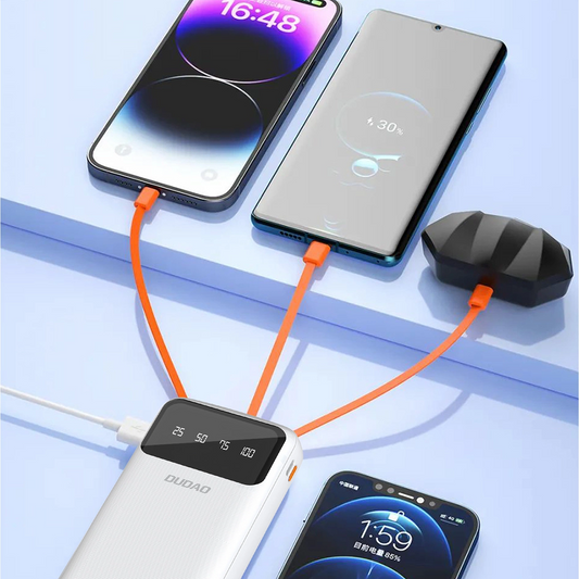 Εξωτερική Μπαταρία Dudao K6Pro+, 20000mAh, 10W, 1 x Lightning - 1 x microUSB - 1 x USB-A - 1 x USB-C, Λευκή