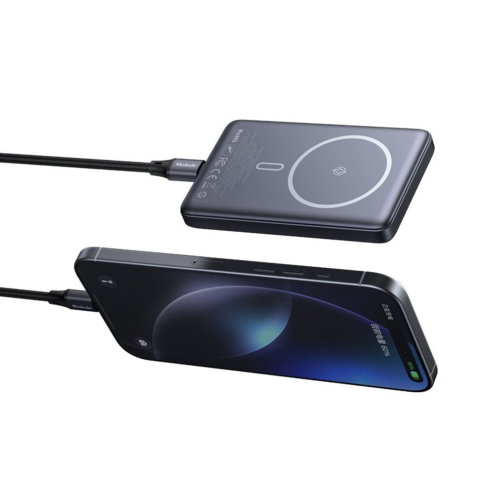McDodo MC-4651 Meta Wireless External Battery, 10000mAh, 20W, PD + FQI, 1 x QI - 1 x USB-C, Black