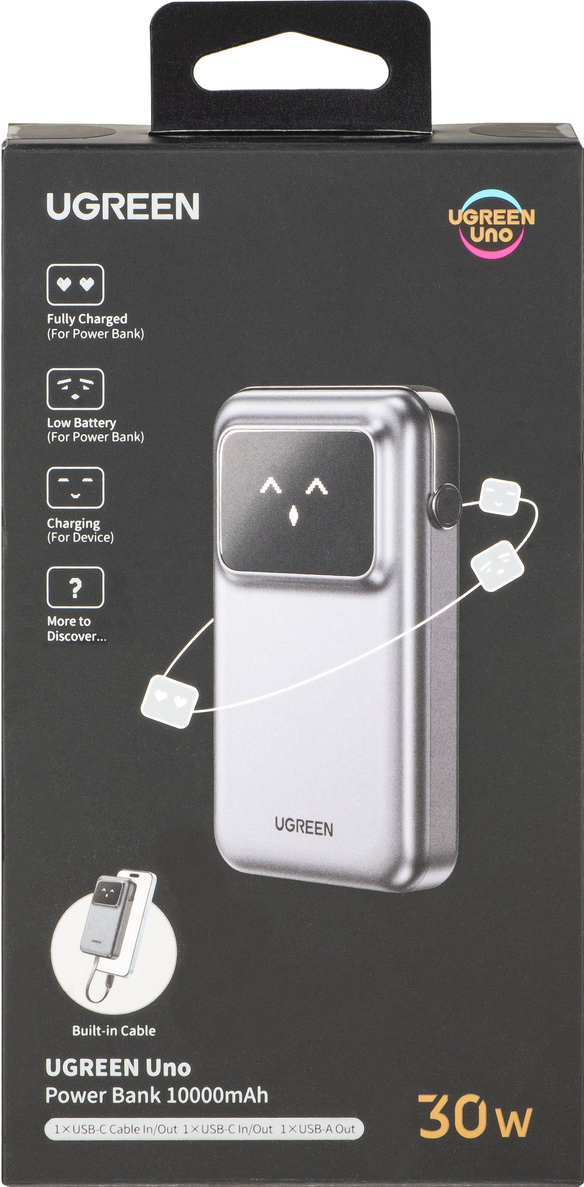 Εξωτερική Μπαταρία UGREEN PB511 Uno, 10000mAh, 30W, QC + PD, 1 x USB-A - 2 x USB-C, Γκρι