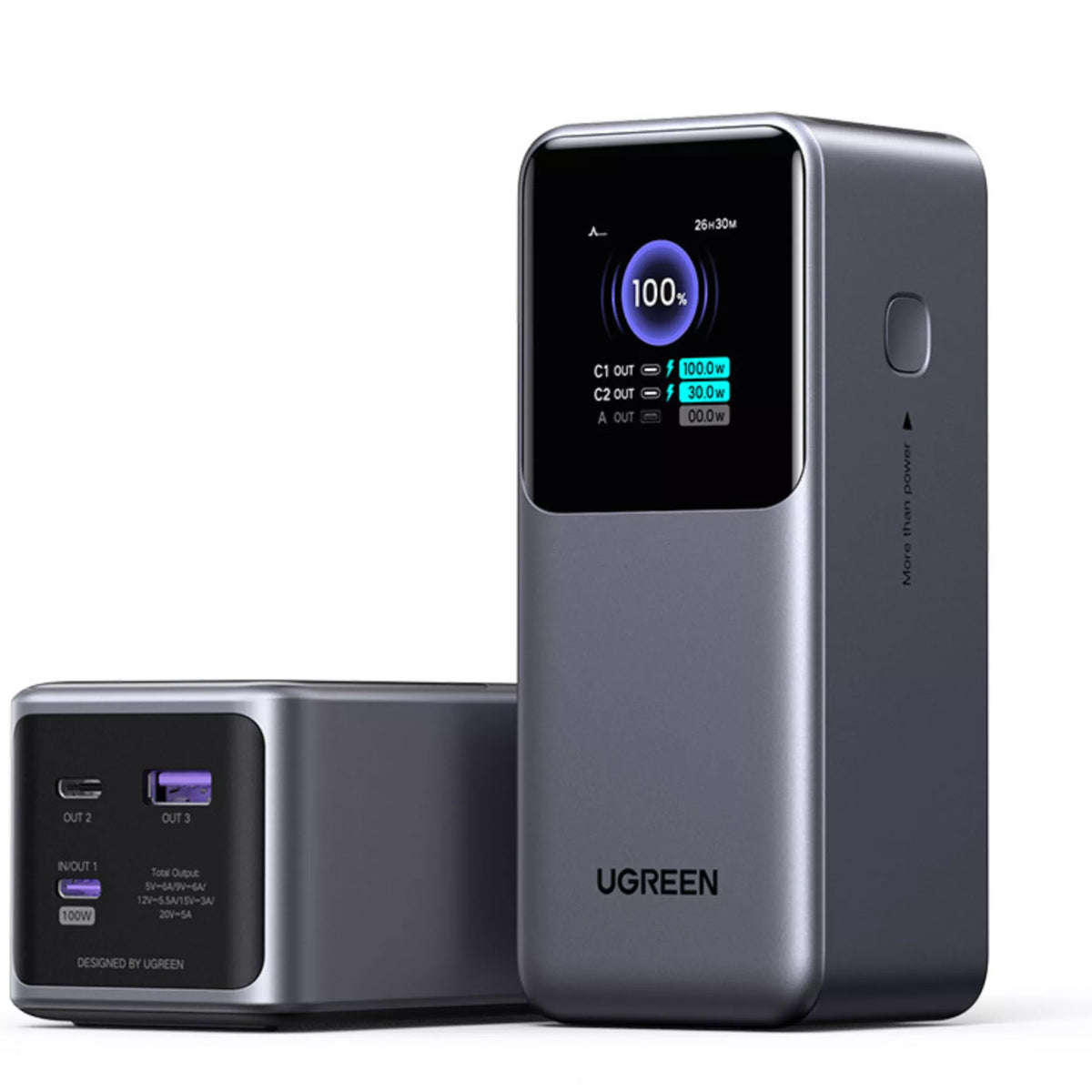 Εξωτερική Μπαταρία UGREEN PB721, 20000mAh, 130W, QC + PD, 1 x USB-A - 2 x USB-C, Γκρι