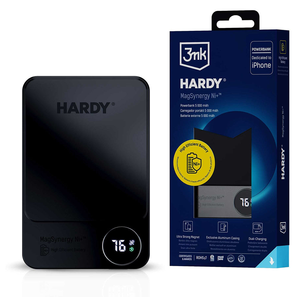 Εξωτερική Μπαταρία Wireless 3MK MagSynergy Ni+, 5000mAh, 22.5W, PD + FQI, 1 x QI - 1 x USB-C, Μαύρη