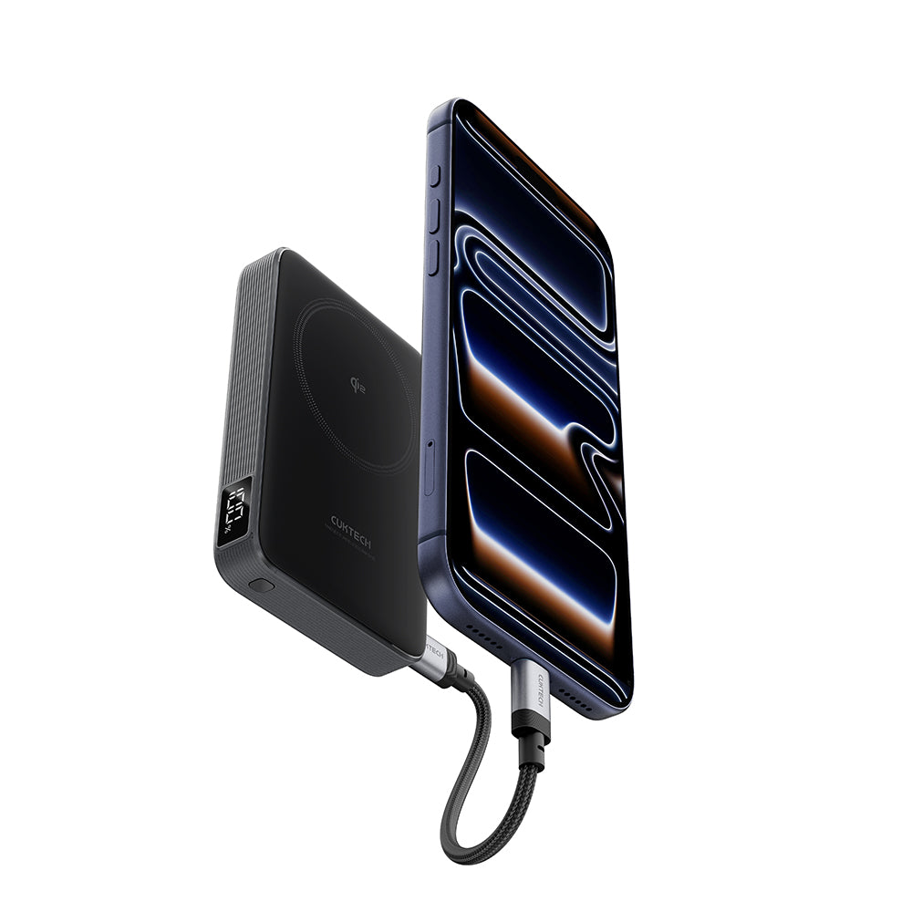 Εξωτερική Ασύρματη Μπαταρία Cuktech WPB100, 10000mAh, 30W, PD + FQI, 1 x QI - 1 x USB-C, Γκρι CUWPB100GLBK