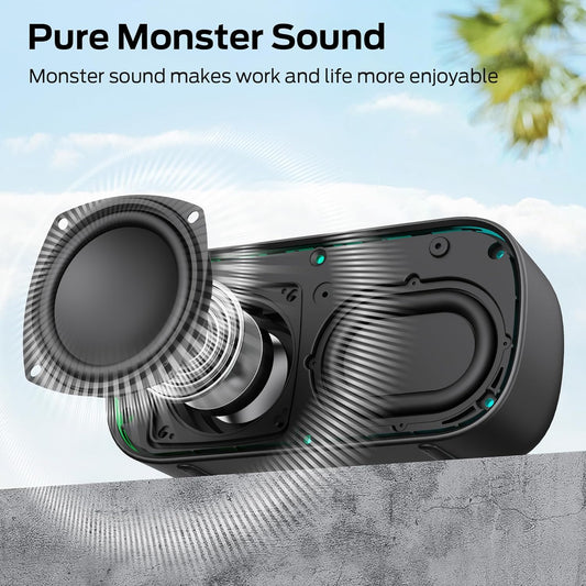 Φορητό Ηχείο Bluetooth Monster S150, 14W, TWS, RGB, Αδιάβροχο, Μαύρο