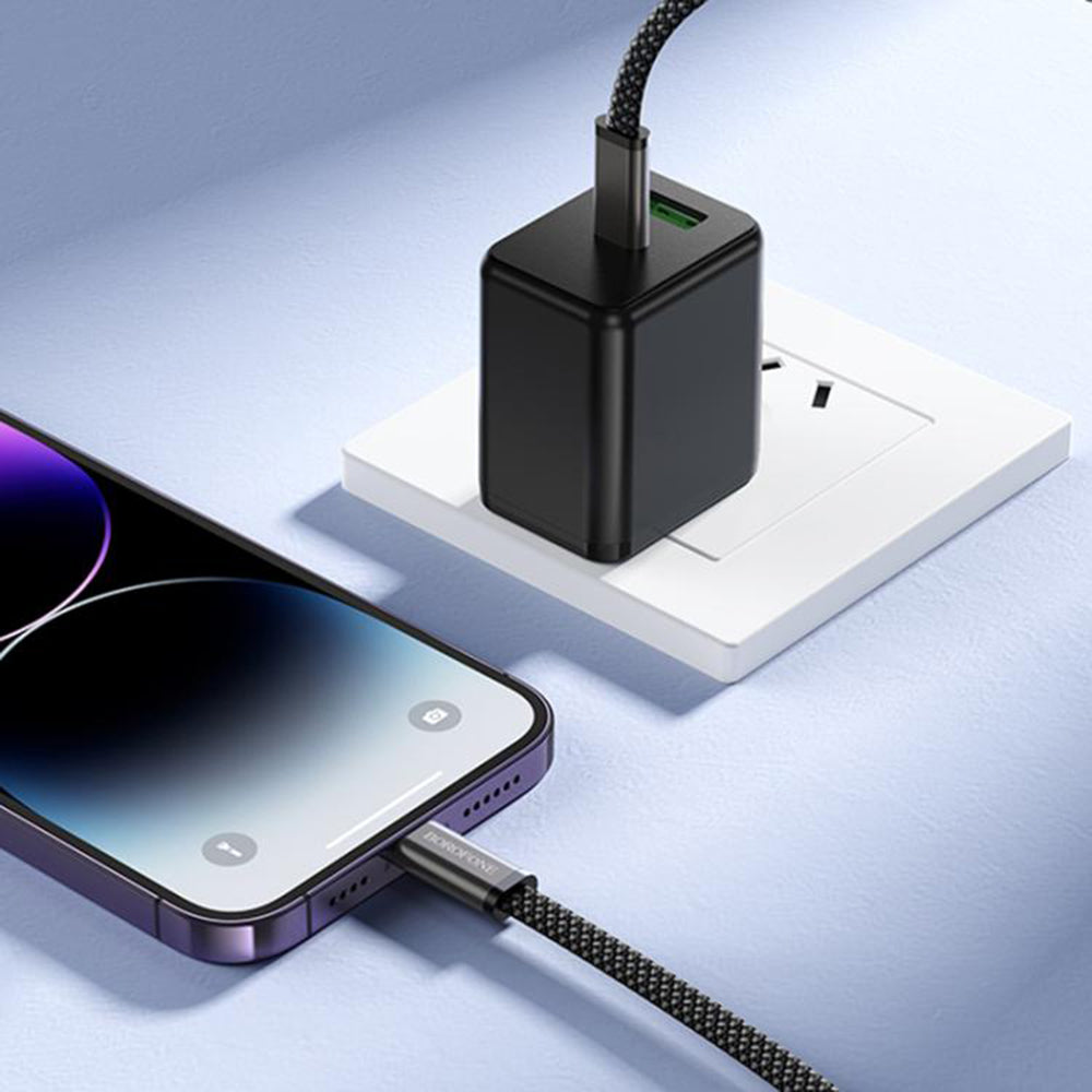 Καλώδιο Δεδομένων και Φόρτισης USB-C - Lightning Borofone BX124 Peace, 30W, 1m, Μαύρο