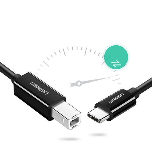 Καλώδιο εκτυπωτή UGREEN US241, USB-C - USB-B, 2m, Μαύρο