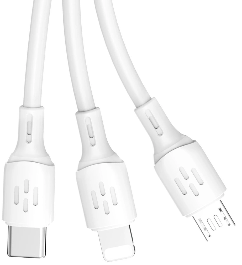 Καλώδιο Φόρτισης USB-A - Lightning / microUSB / USB-C Dudao L8A 3in1, 66W, 1.2m, Λευκό