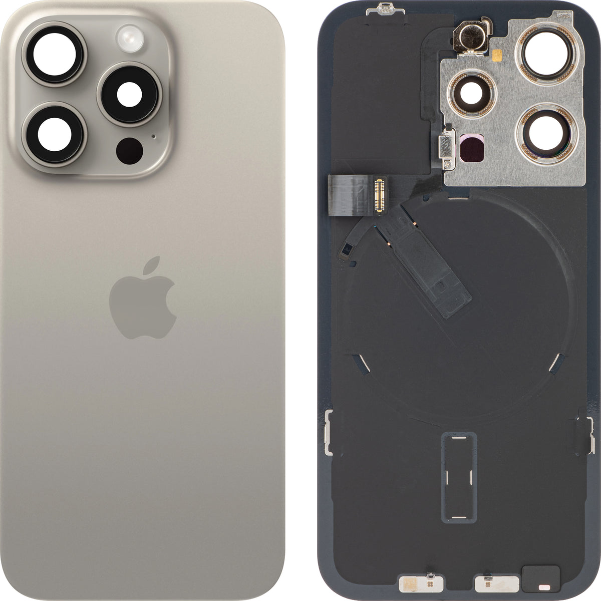 Apple iPhone 15 Pro Battery Cover, Beige (Natural Titanium), Premium Swap