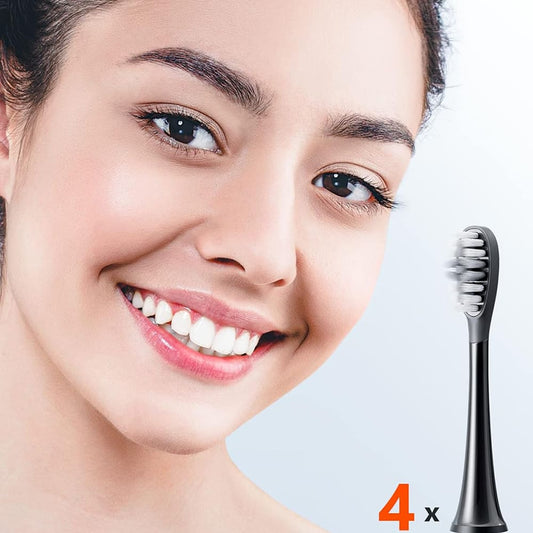 Ανταλλακτική Κεφαλή Gum Care για Ηλεκτρική Οδοντόβουρτσα Bitvae S2 / S3, Σετ 4 τεμάχια, Μαύρο