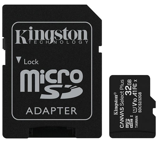 Κάρτα Μνήμης microSDHC Kingston Canvas Select Plus Android A1, 32Gb, Κατηγορία 10 / UHS-1 U1, Με Αντάπτορα SDCS2/32GB