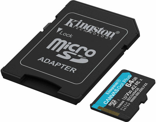 Κάρτα Μνήμης microSDXC Kingston Canvas Go Plus Android A2, 64Gb, Κλάση 10 / UHS-1 U3, Με Προσαρμογέα SDCG4/64GB