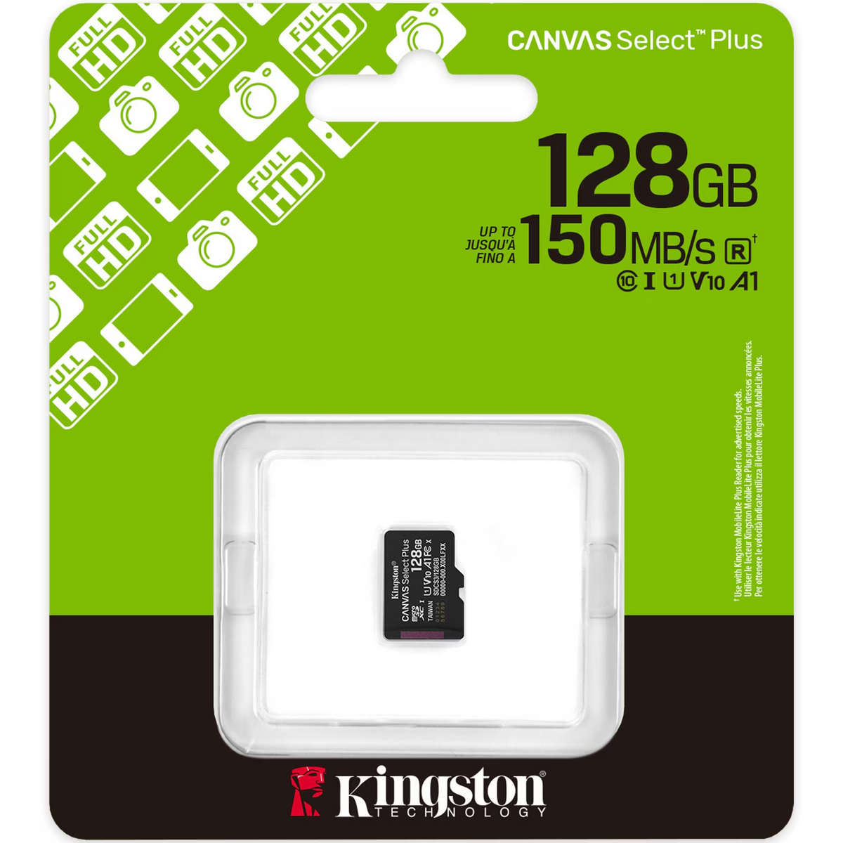 Κάρτα Μνήμης microSDXC Kingston Canvas Select Plus Android A1, 128Gb, Κλάση 10 / UHS-1 U1 SDCS3/128GBSP