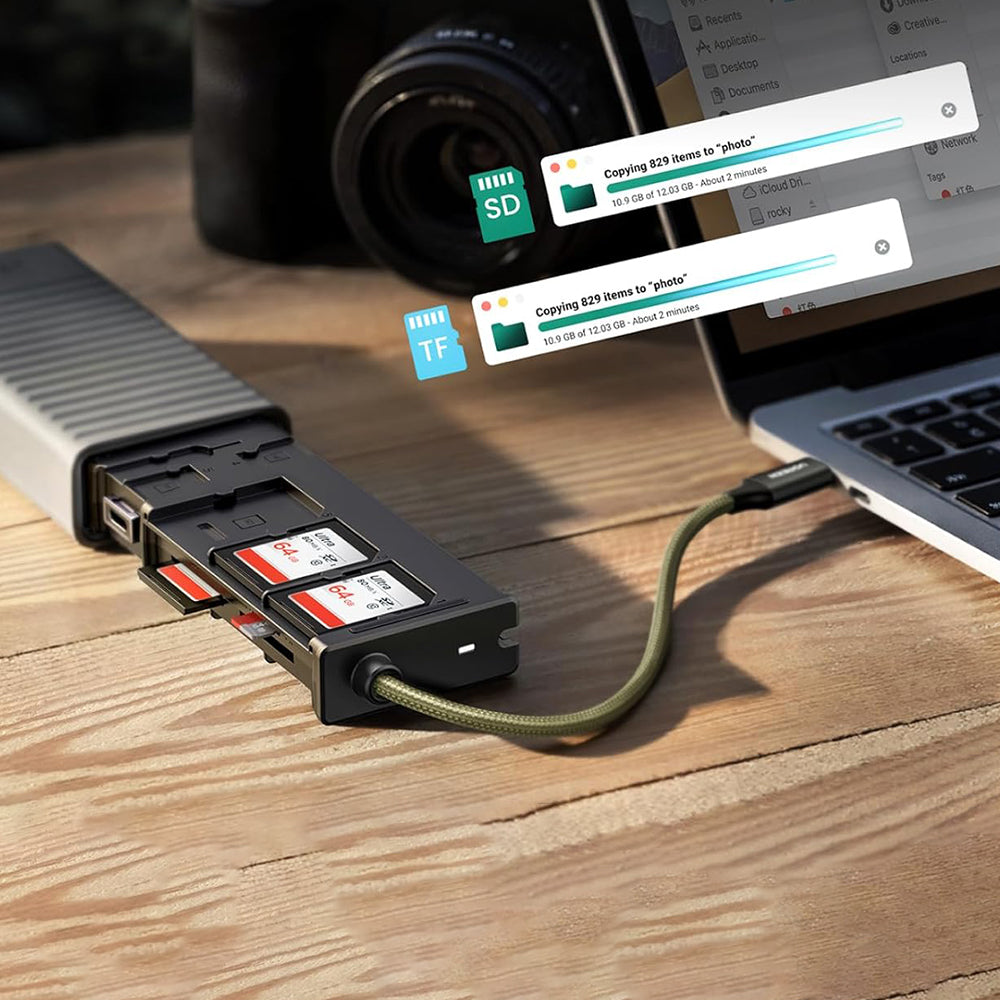Αναγνώστης Καρτών USB / USB-C με Διοργανωτή UGREEN CM856 (55899), 2 x SD - microSD, Γκρι