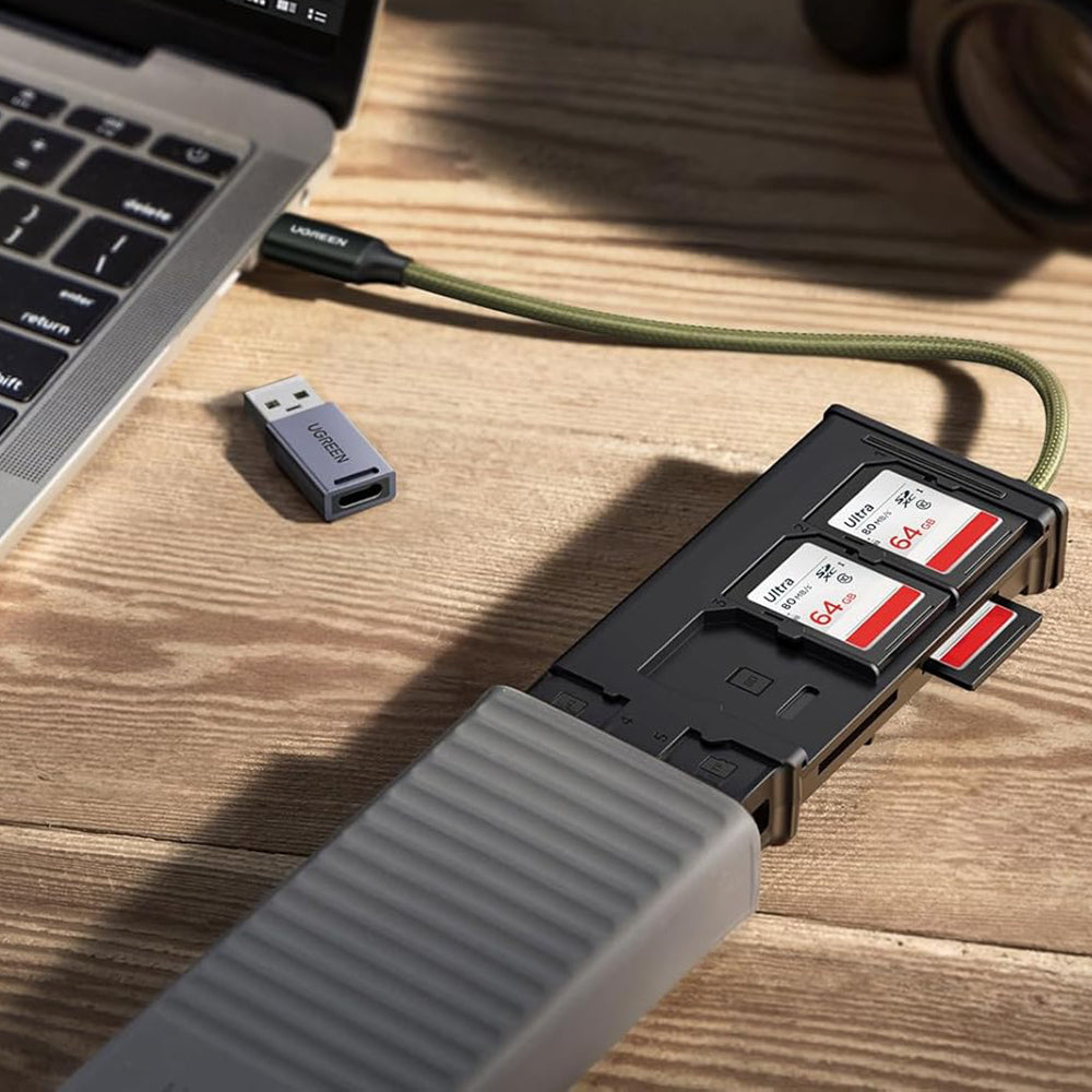 Αναγνώστης Καρτών USB / USB-C με Διοργανωτή UGREEN CM856 (55899), 2 x SD - microSD, Γκρι