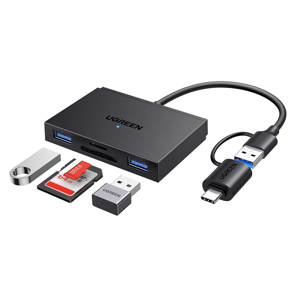 Αναγνώστης Καρτών USB / USB-C UGREEN CM812 (45167), SD - microSD - 2 x USB-A, Μαύρο