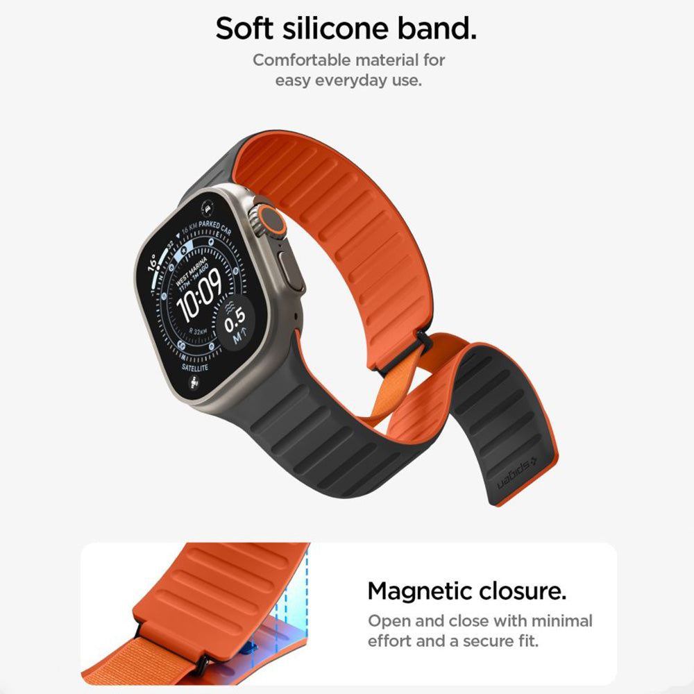 Λουράκι Spigen Athlex Air M για Apple Watch 49mm / 46mm / 45mm / 44mm Series, Μαύρο Πορτοκαλί AMP11534