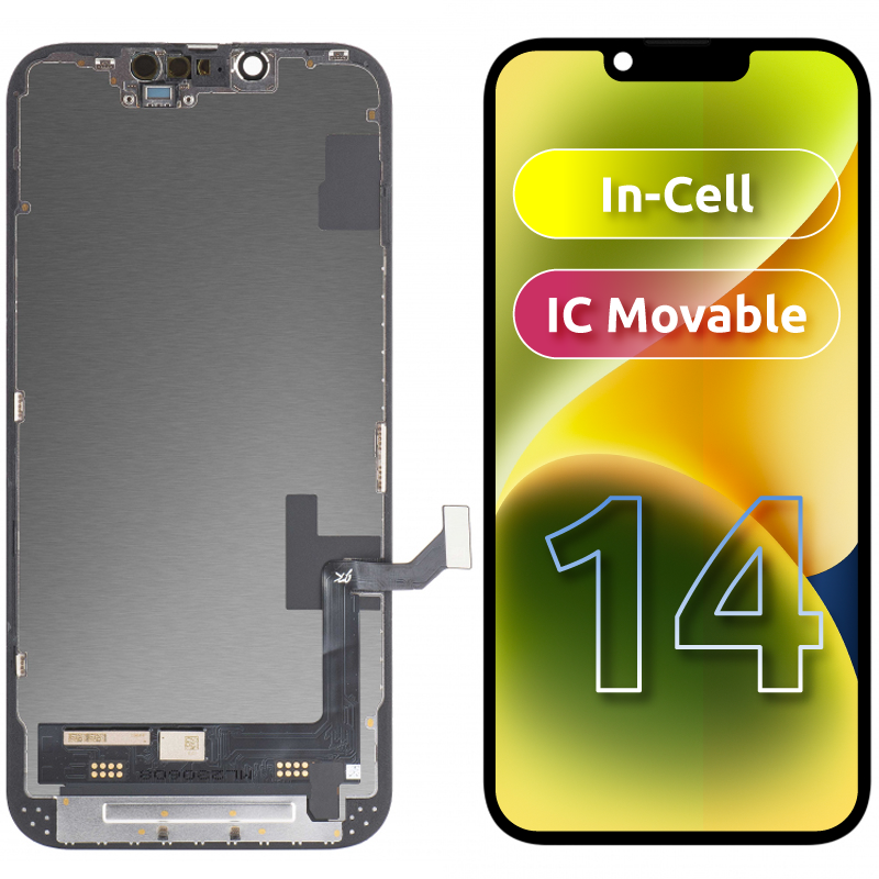 JK Touchscreen Display for Apple iPhone 14, with Frame, Movable IC In-Cell LCD Version, Black