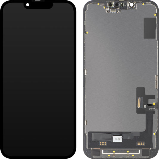 Οθόνη με οθόνη αφής MP συμβατή με Apple iPhone 14, με Πλαίσιο, Έκδοση Soft OLED FHD Diagnostic, Μαύρη
