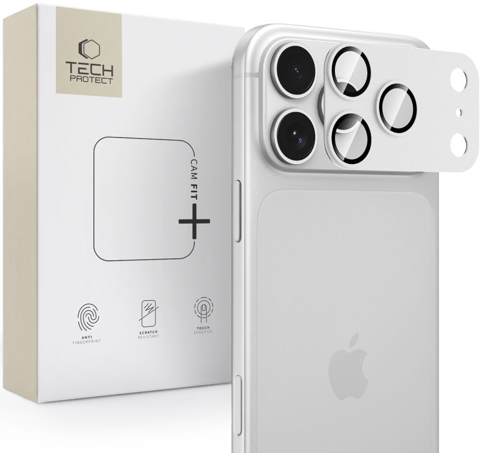 Προστατευτική μεμβράνη κάμερας πίσω Tech-Protect CamFull Fit+ για Apple iPhone 18 Pro Max, ασφαλισμένο γυαλί, ασημί