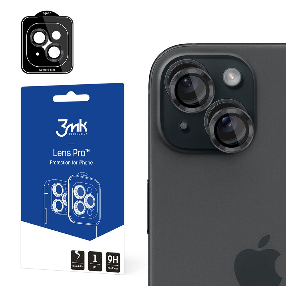 3MK Protection Pro Rear Camera Protective Film for Apple iPhone 15, Tempered Glass, Gray