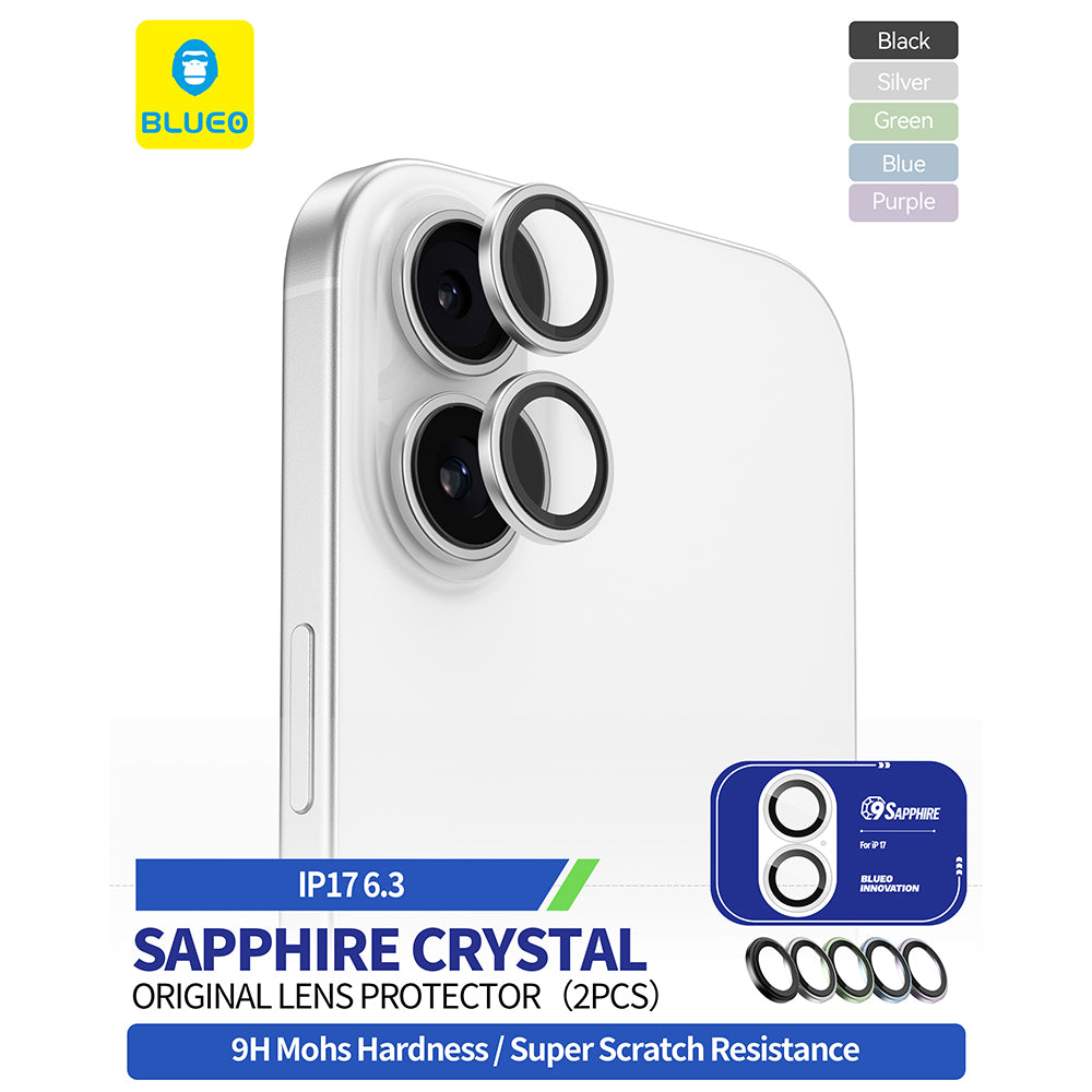 Blueo Sapphire Crystal Rear Camera Protection Film for Apple iPhone 17, Tempered Glass, Green