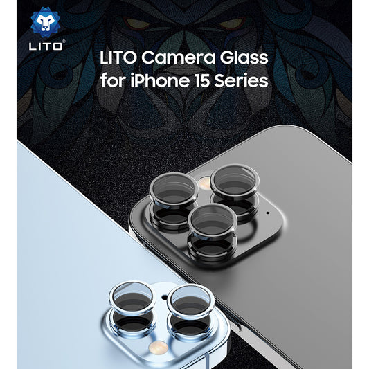 Προστατευτική μεμβράνη πίσω κάμερας Lito S+ για Apple iPhone 15 Pro Max / 15 Pro, Ασφαλισμένο γυαλί, Μαύρο