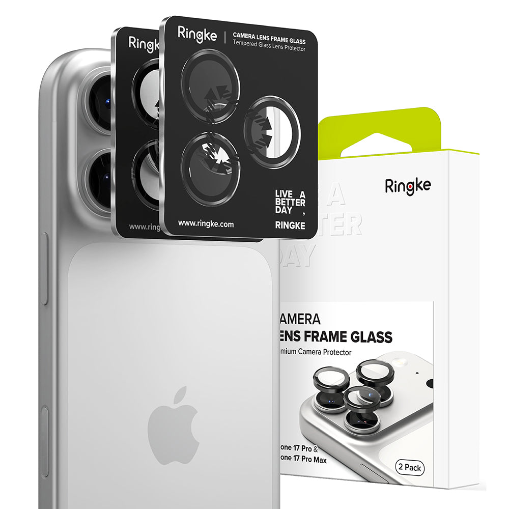 Ringke Rear Camera Protection Film for Apple iPhone 17 Pro Max / 17 Pro, Tempered Glass, Black