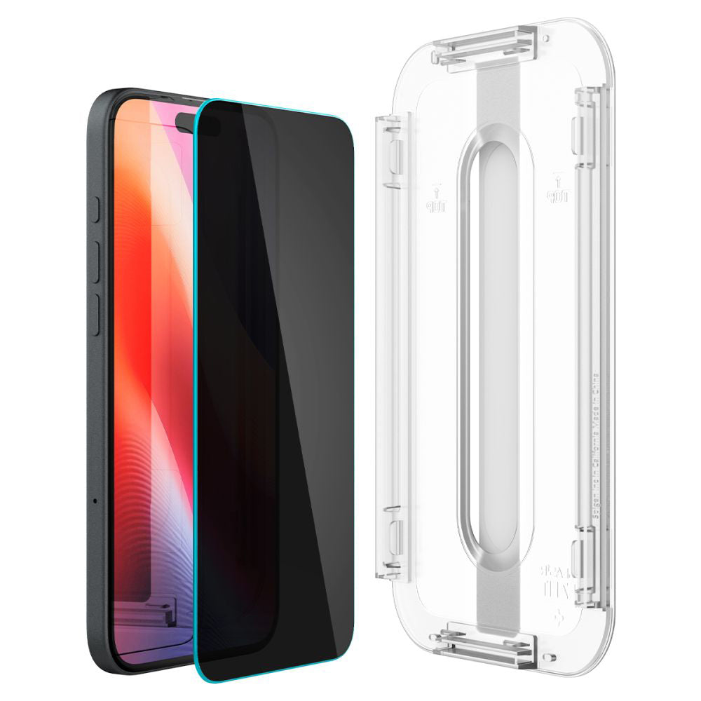 Spigen GlastR EZ FIT Privacy Screen Protector for Apple iPhone 16 / 15, Tempered Glass, Full Glue, Set of 2 pieces AGL06905