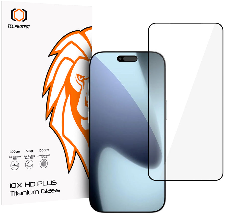 Προστατευτικό οθόνης Tel Protect 10X HD Plus Titanium για Apple iPhone 18 Pro Max / 17 Pro Max, Σκληρυμένο Γυαλί, Full Glue, Μαύρο