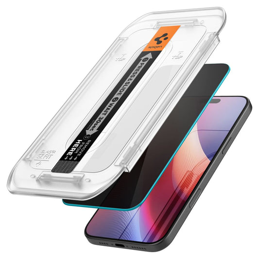 Προστατευτική Μεμβράνη Οθόνης Privacy Spigen GlastR EZ FIT για Apple iPhone 17 Pro Max / 16 Pro Max, Ενισχυμένο Γυαλί, Πλήρης Κόλληση, Σετ 2 τεμαχίων AGL07908