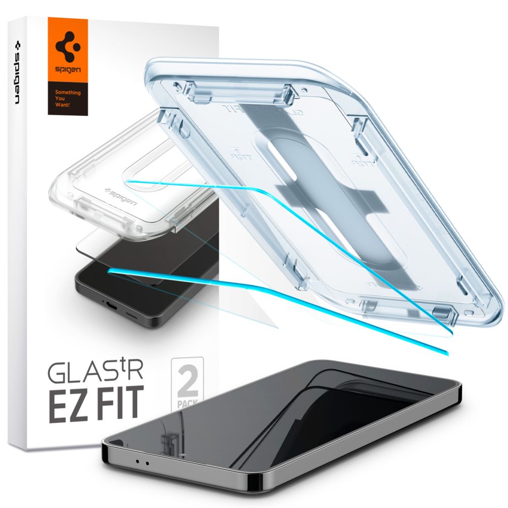 Προστατευτική μεμβράνη οθόνης Spigen GlastR EZ FIT για Samsung Galaxy S25 S931 / S24 S921, Ασφαλισμένο γυαλί, Πλήρης κόλλα, Σετ 2 τεμαχίων AGL07440