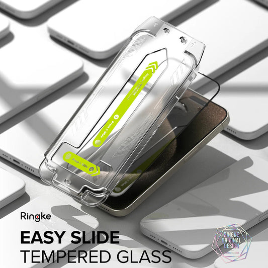 Ringke Easy Slide Screen Protector for Apple iPhone 16 Pro, Full Glue, Full Glue, Set 2 pieces, Black