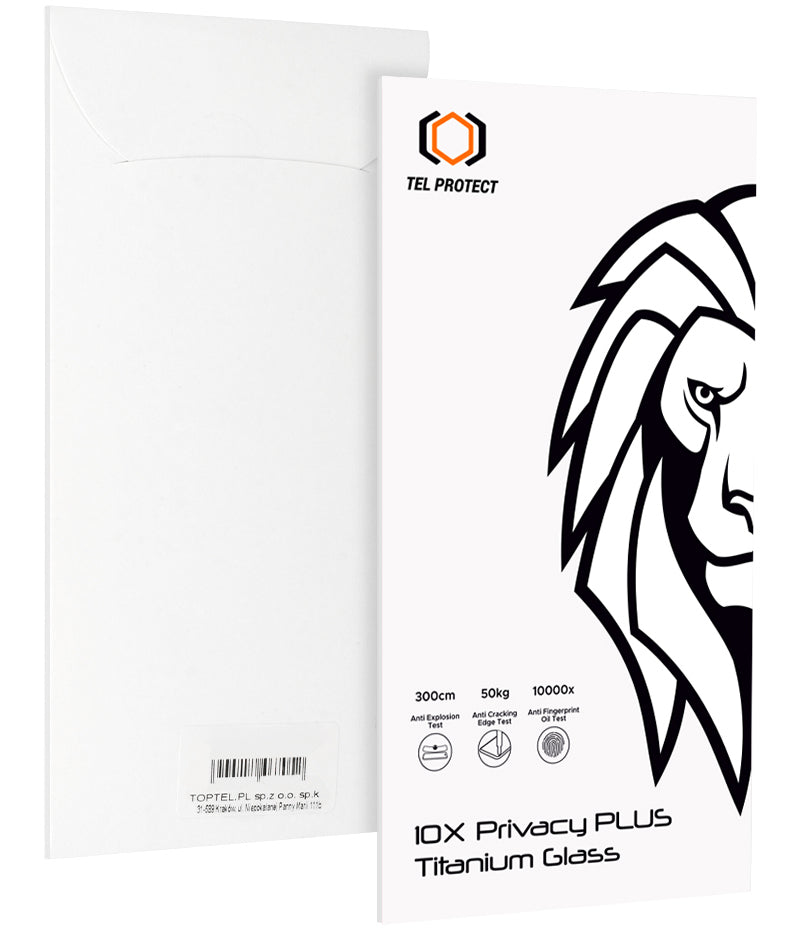 Προστατευτικό φιλμ οθόνης Privacy Tel Protect 10X Plus Titanium για Apple iPhone 17 Pro, Σκληρυμένο Γυαλί, Full Glue