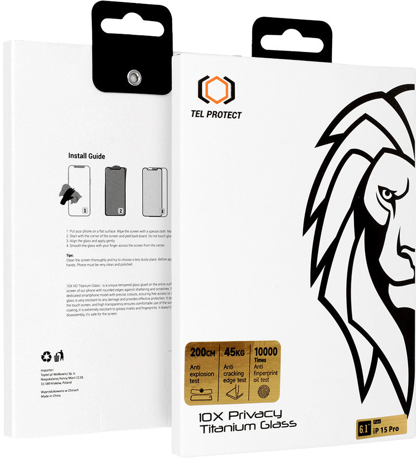 Προστατευτικό οθόνης Privacy Tel Protect 10X Plus Titanium για Samsung Galaxy S25 Ultra S938, Σκληρυμένο Γυαλί, Πλήρης Επικόλληση