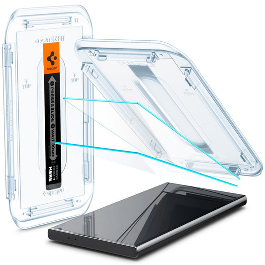 Προστατευτική Μεμβράνη Οθόνης Spigen GlastR EZ FIT για Samsung Galaxy S24 Ultra S928, Ενισχυμένο Γυαλί, Πλήρης Κόλληση, Σετ 2 τεμαχίων AGL07495