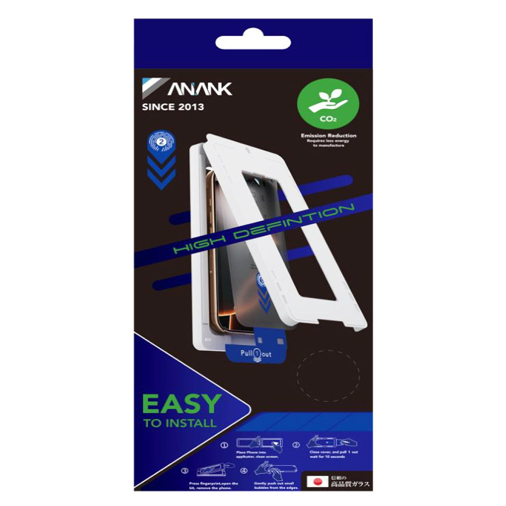 Anank 2X Reinforced Screen Protector for Apple iPhone 16, Tempered Glass, Full Glue, 2.5D, Black