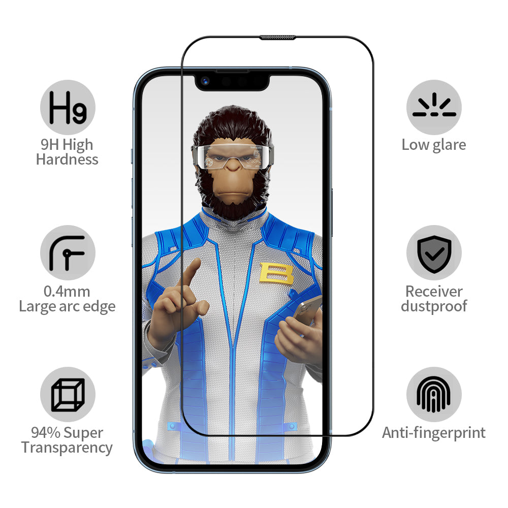Blueo Anti-Reflective HD Screen Protector with Applicator Pro for Apple iPhone 16 Pro Max, Tempered Glass, Full Glue, Black
