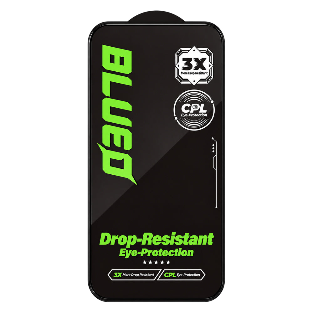 Προστατευτικό οθόνης Blueo Drop Resistant για Apple iPhone 18 Pro / 17 Pro / 17 / 16 Pro, σκληρυμένο γυαλί, πλήρης επικόλληση, μαύρο