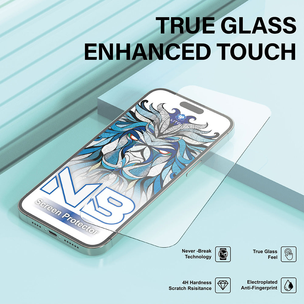 Lito NB Screen Protector for Apple iPhone 17 / 16 Pro, Tempered Glass, Full Glue, Black