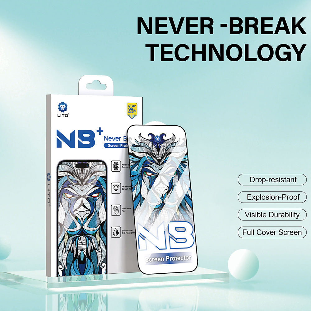 Lito NB Screen Protector for Apple iPhone 17 / 16 Pro, Tempered Glass, Full Glue, Black